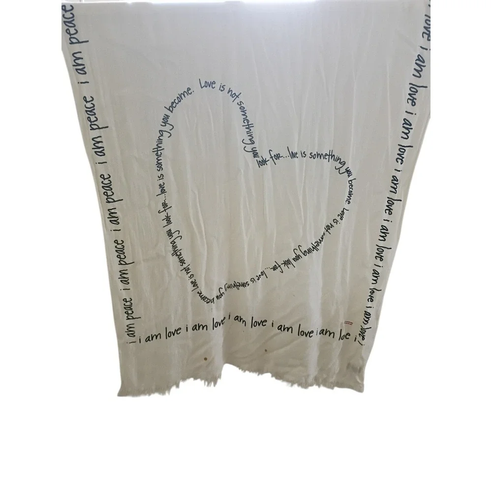 Peace Love World Alina Villasante White Viscose Peace Heart Graphic Scarf Wrap - Picture 2 of 9